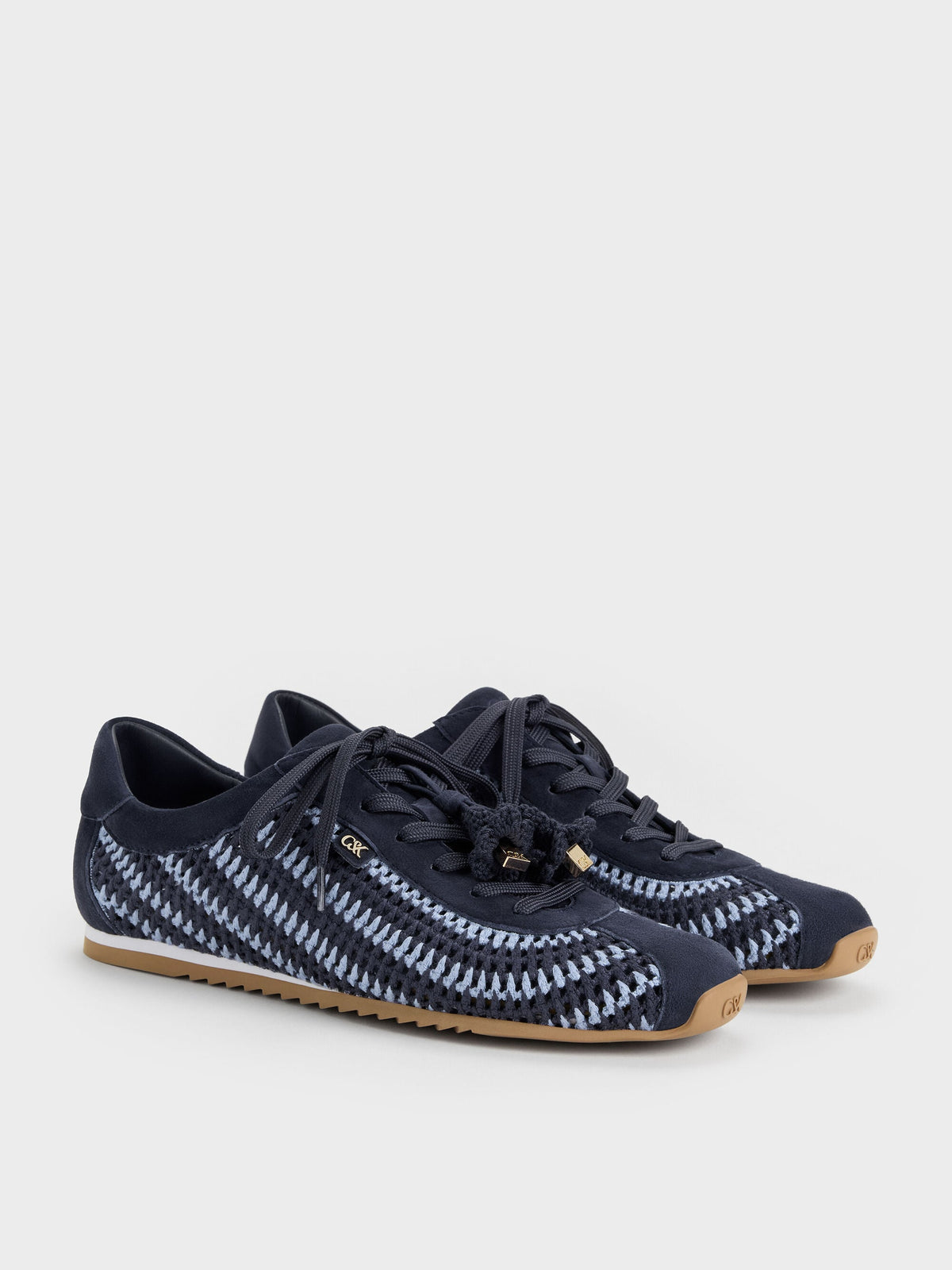 CHARLES & KEITH Special Offer / Jace Crochet & Suede Flower Sneakers - Blue