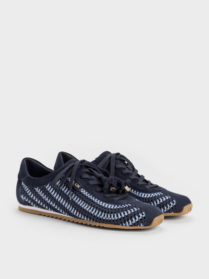 CHARLES & KEITH Special Offer / Jace Crochet & Suede Flower Sneakers - Blue