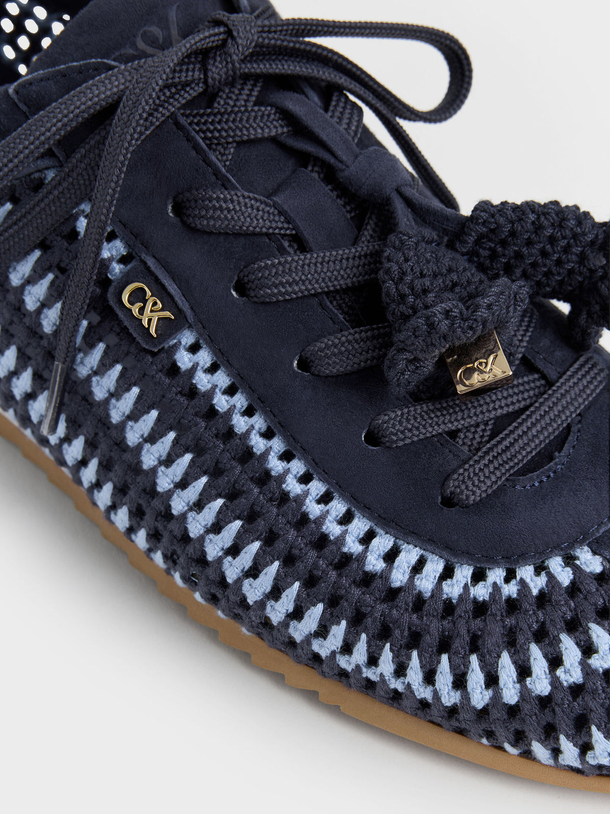 CHARLES & KEITH Special Offer / Jace Crochet & Suede Flower Sneakers - Blue