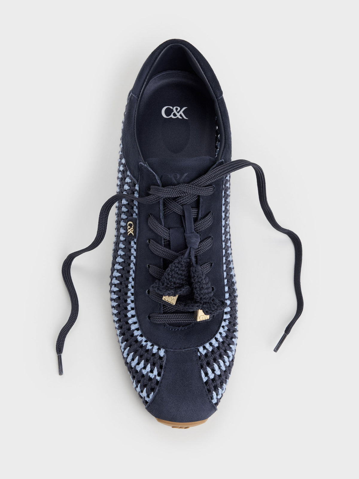 CHARLES & KEITH Special Offer / Jace Crochet & Suede Flower Sneakers - Blue
