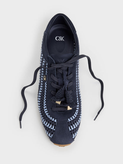 CHARLES & KEITH Special Offer / Jace Crochet & Suede Flower Sneakers - Blue