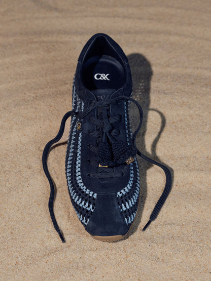 CHARLES & KEITH Special Offer / Jace Crochet & Suede Flower Sneakers - Blue
