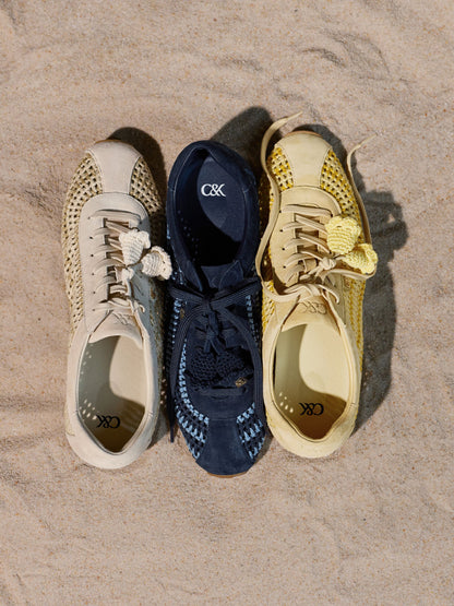 CHARLES & KEITH Special Offer / Jace Crochet & Suede Flower Sneakers - Blue