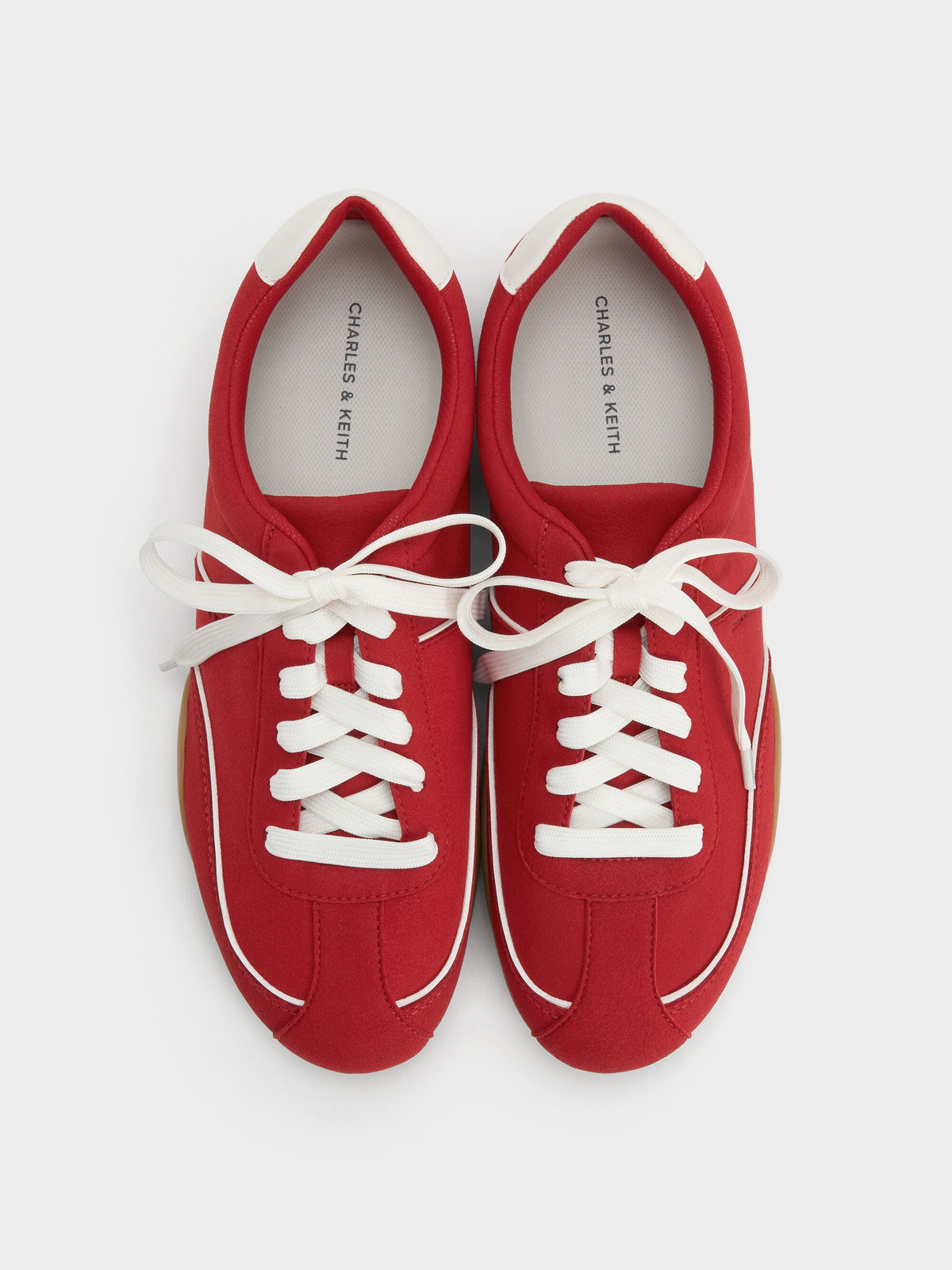 CHARLES & KEITH New / Louise Contrast-Trim Sneakers - Red