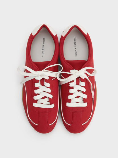 CHARLES & KEITH New / Louise Contrast-Trim Sneakers - Red