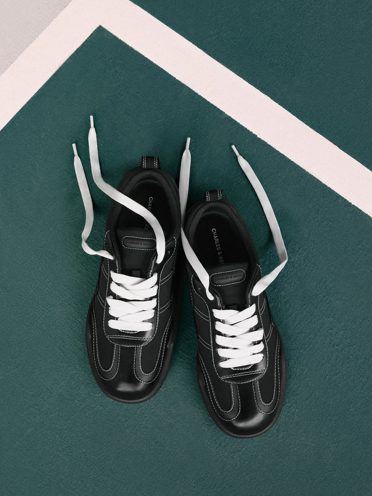 CHARLES & KEITH Featured / Minette Low-Top Sneakers - Black Textured