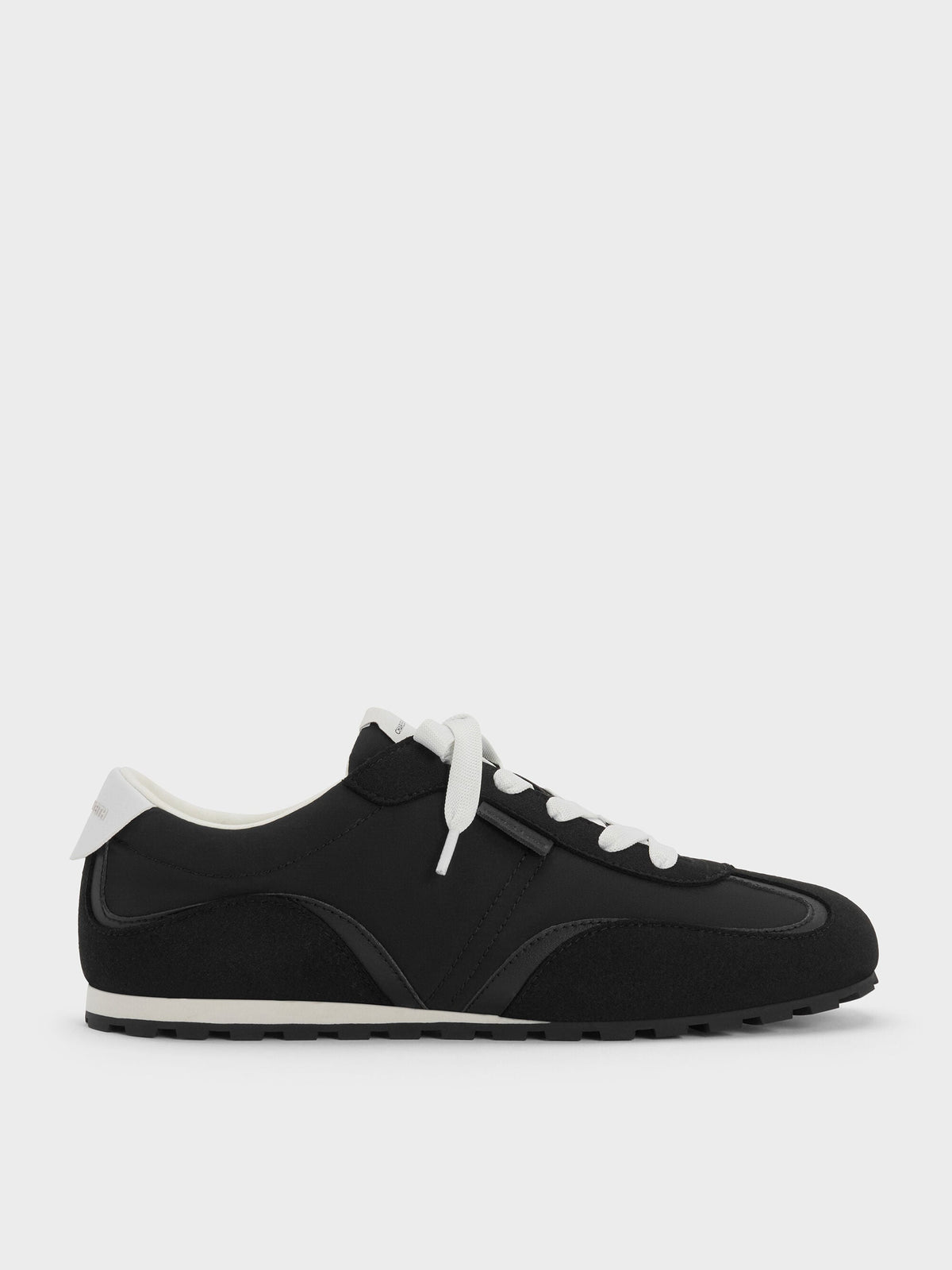 CHARLES & KEITH Customer Favorite / Nylon Contrast-Panel Sneakers - Black Textured