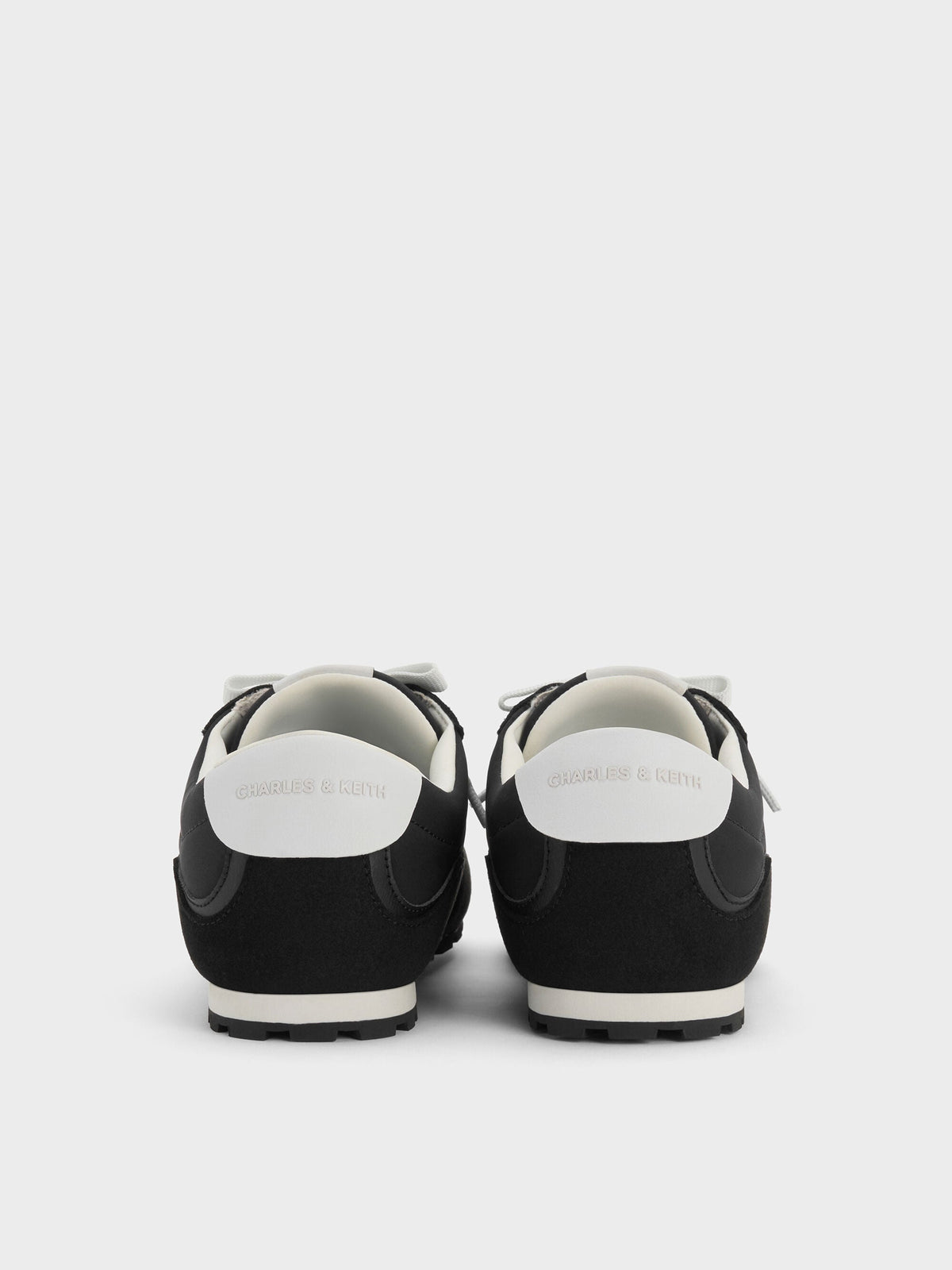 CHARLES & KEITH Customer Favorite / Nylon Contrast-Panel Sneakers - Black Textured