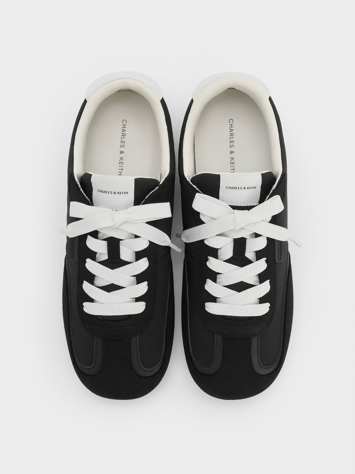 CHARLES & KEITH Customer Favorite / Nylon Contrast-Panel Sneakers - Black Textured