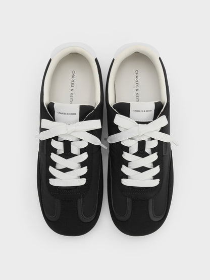 CHARLES & KEITH Customer Favorite / Nylon Contrast-Panel Sneakers - Black Textured