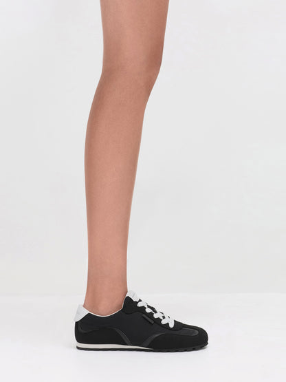 CHARLES & KEITH Customer Favorite / Nylon Contrast-Panel Sneakers - Black Textured