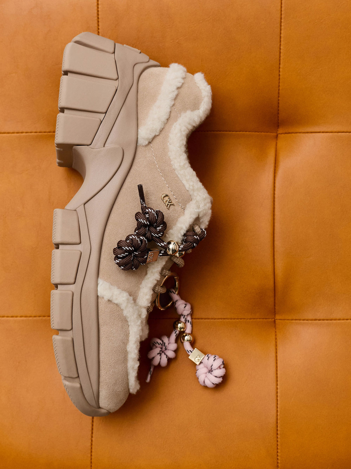 CHARLES & KEITH Exclusive / Yunna Suede & Faux Shearling Chunky Sneakers - Beige