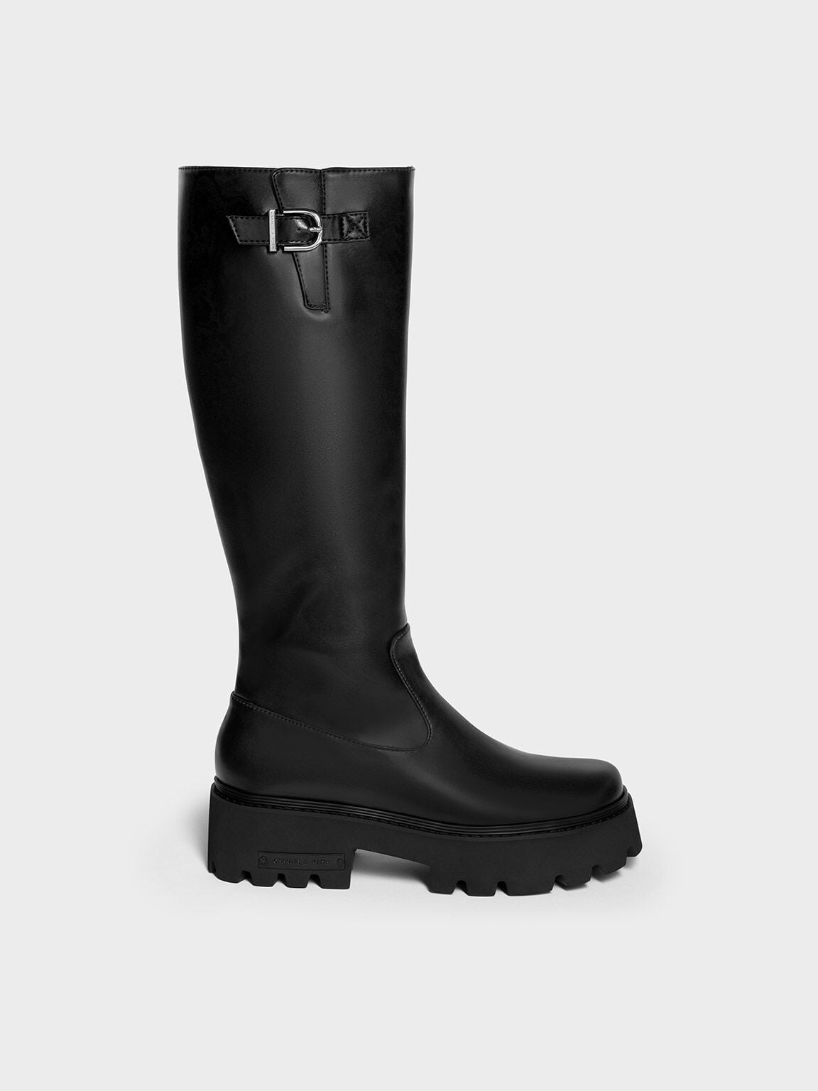 CHARLES & KEITH Discount / Imogen Side-Buckle Chunky Knee-High Boots - Black