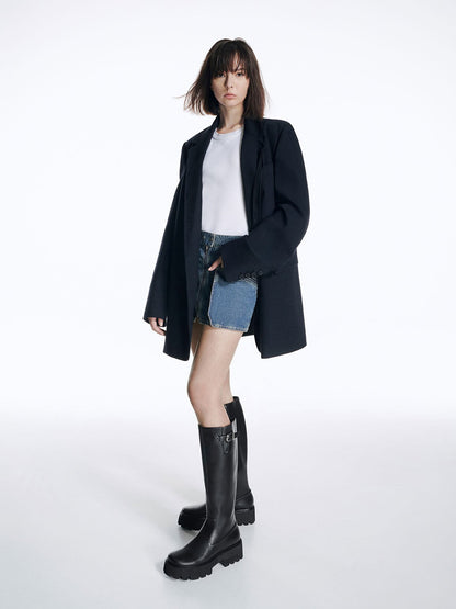 CHARLES & KEITH Discount / Imogen Side-Buckle Chunky Knee-High Boots - Black