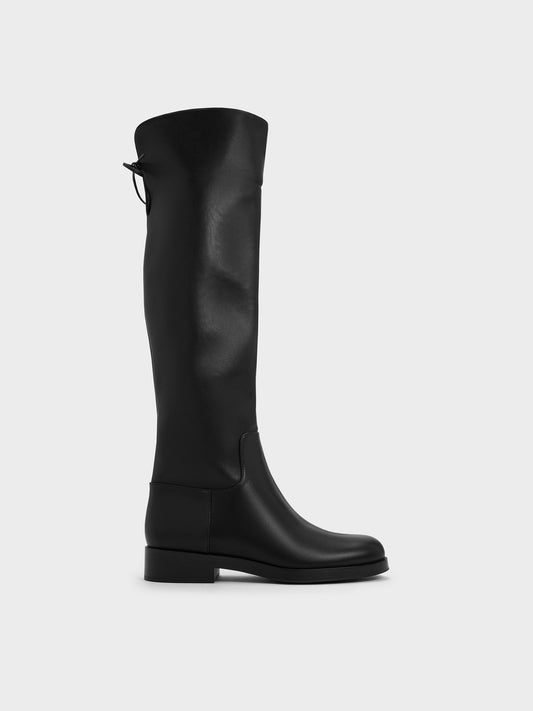 CHARLES & KEITH Sale / Louisa Fold-Over Thigh-High Boots - Black