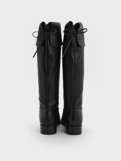 CHARLES & KEITH Sale / Louisa Fold-Over Thigh-High Boots - Black