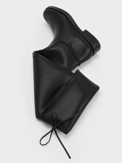 CHARLES & KEITH Sale / Louisa Fold-Over Thigh-High Boots - Black