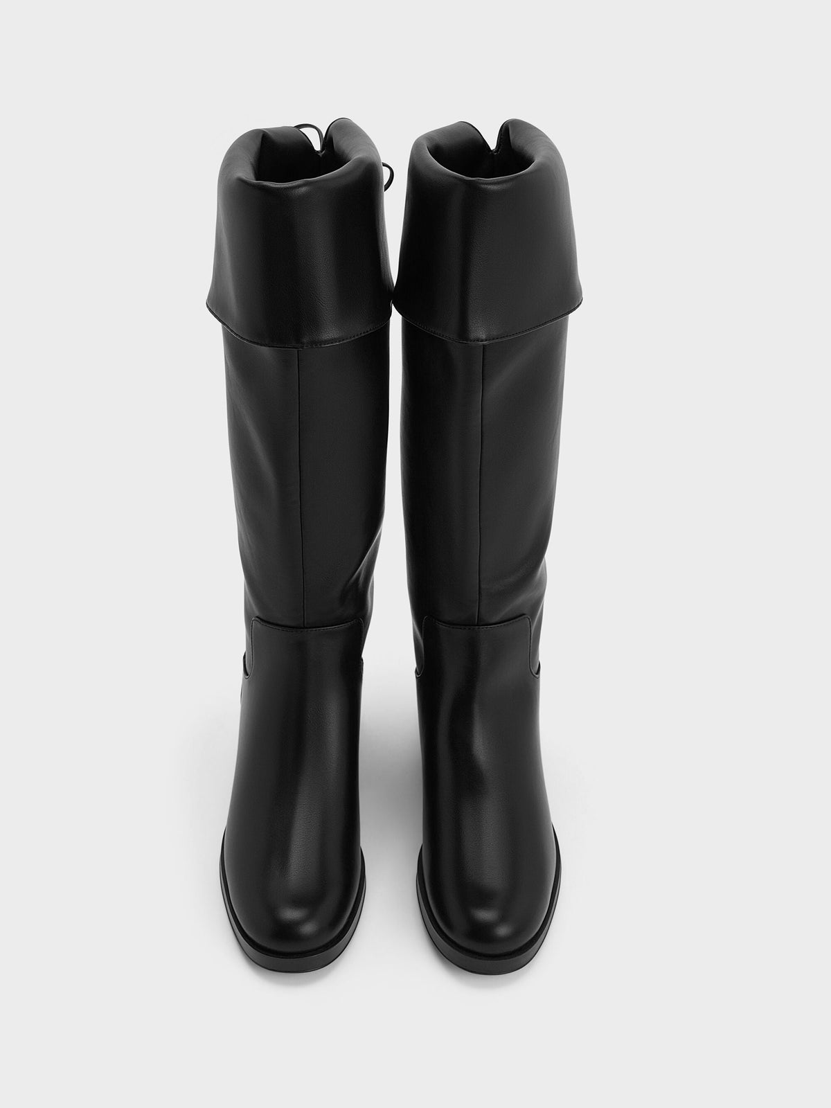 CHARLES & KEITH Sale / Louisa Fold-Over Thigh-High Boots - Black