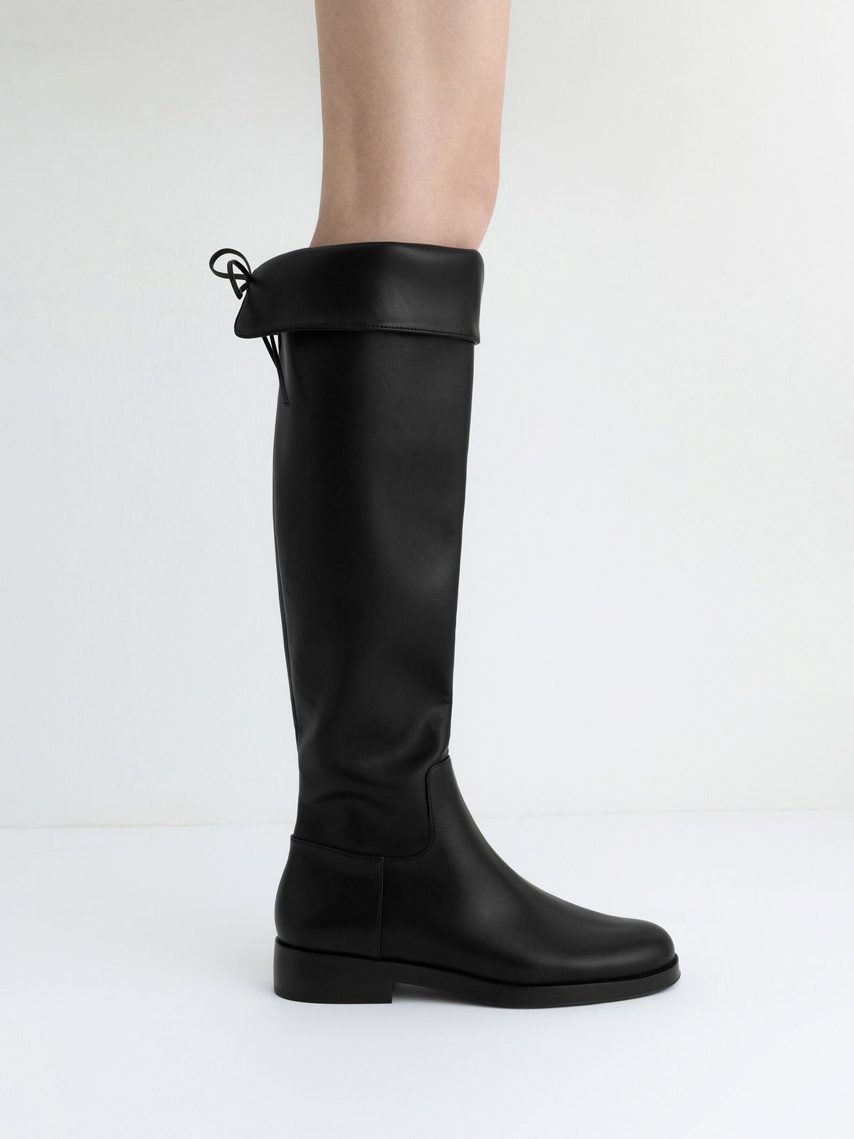 CHARLES & KEITH Sale / Louisa Fold-Over Thigh-High Boots - Black