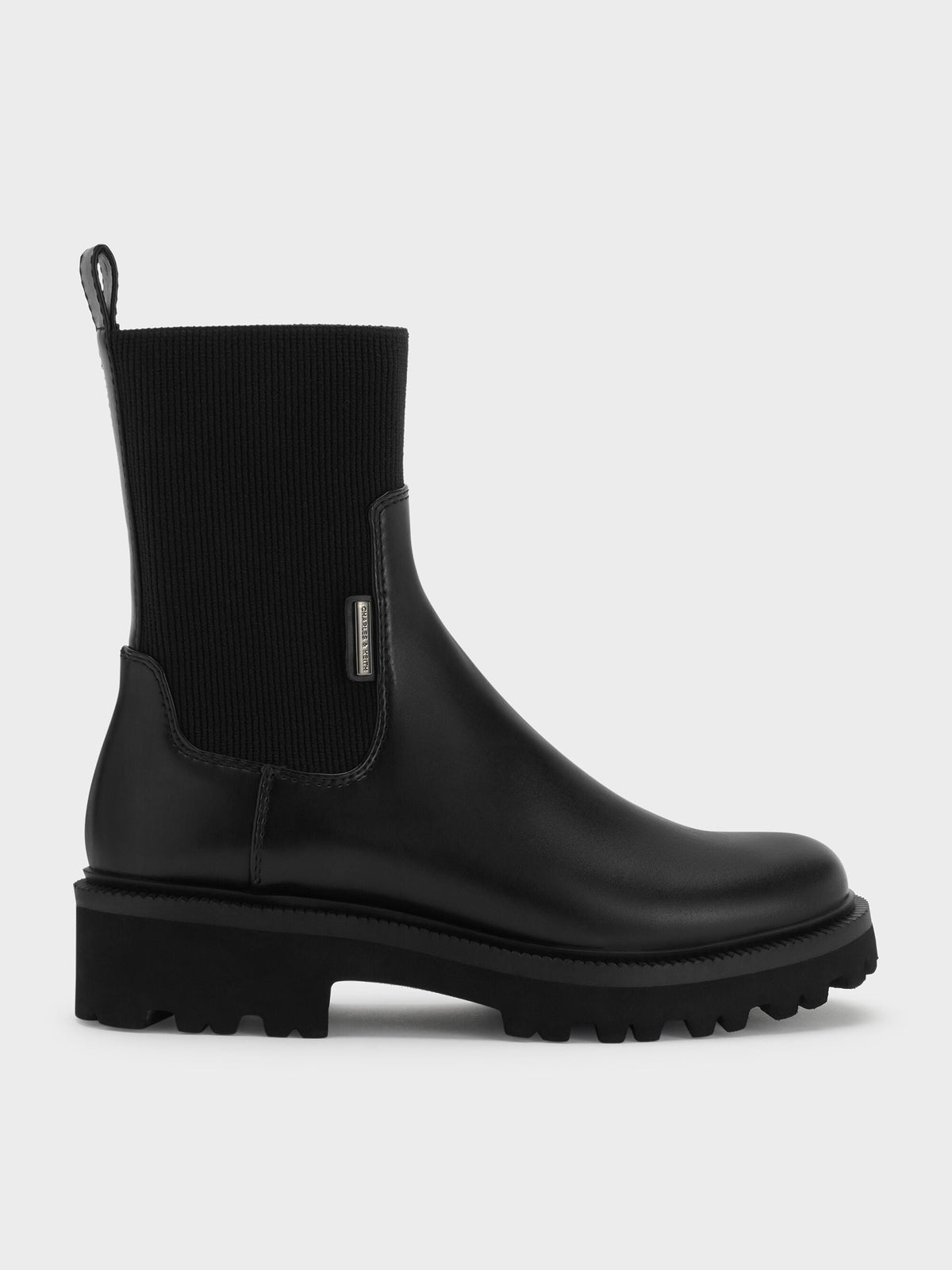 CHARLES & KEITH Hot Sale / Remy Ridged-Sole Chelsea Boots - Black