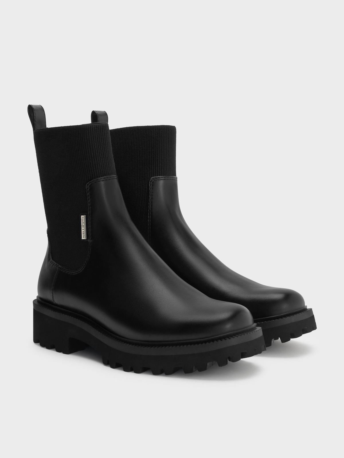 CHARLES & KEITH Hot Sale / Remy Ridged-Sole Chelsea Boots - Black