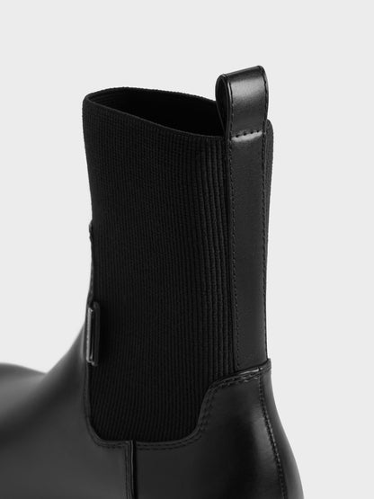 CHARLES & KEITH Hot Sale / Remy Ridged-Sole Chelsea Boots - Black