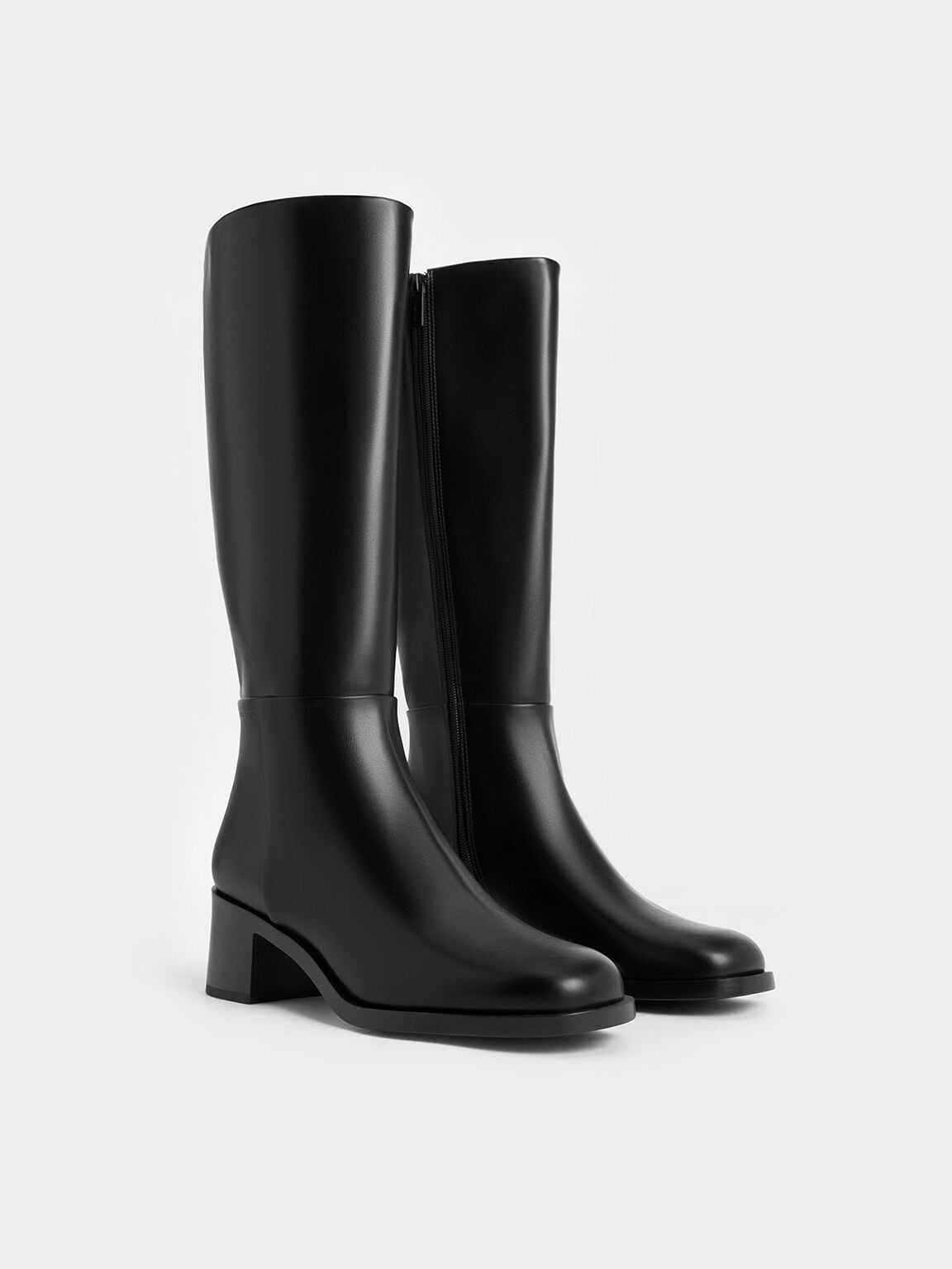 CHARLES & KEITH Discount / Louise Block-Heel Knee-High Boots - Black