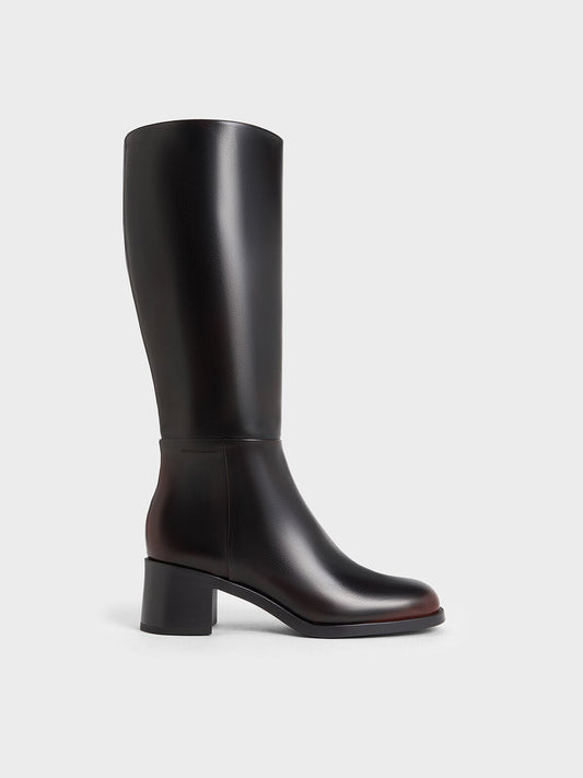 CHARLES & KEITH Best Price / Louise Block-Heel Knee-High Boots - Dark Brown