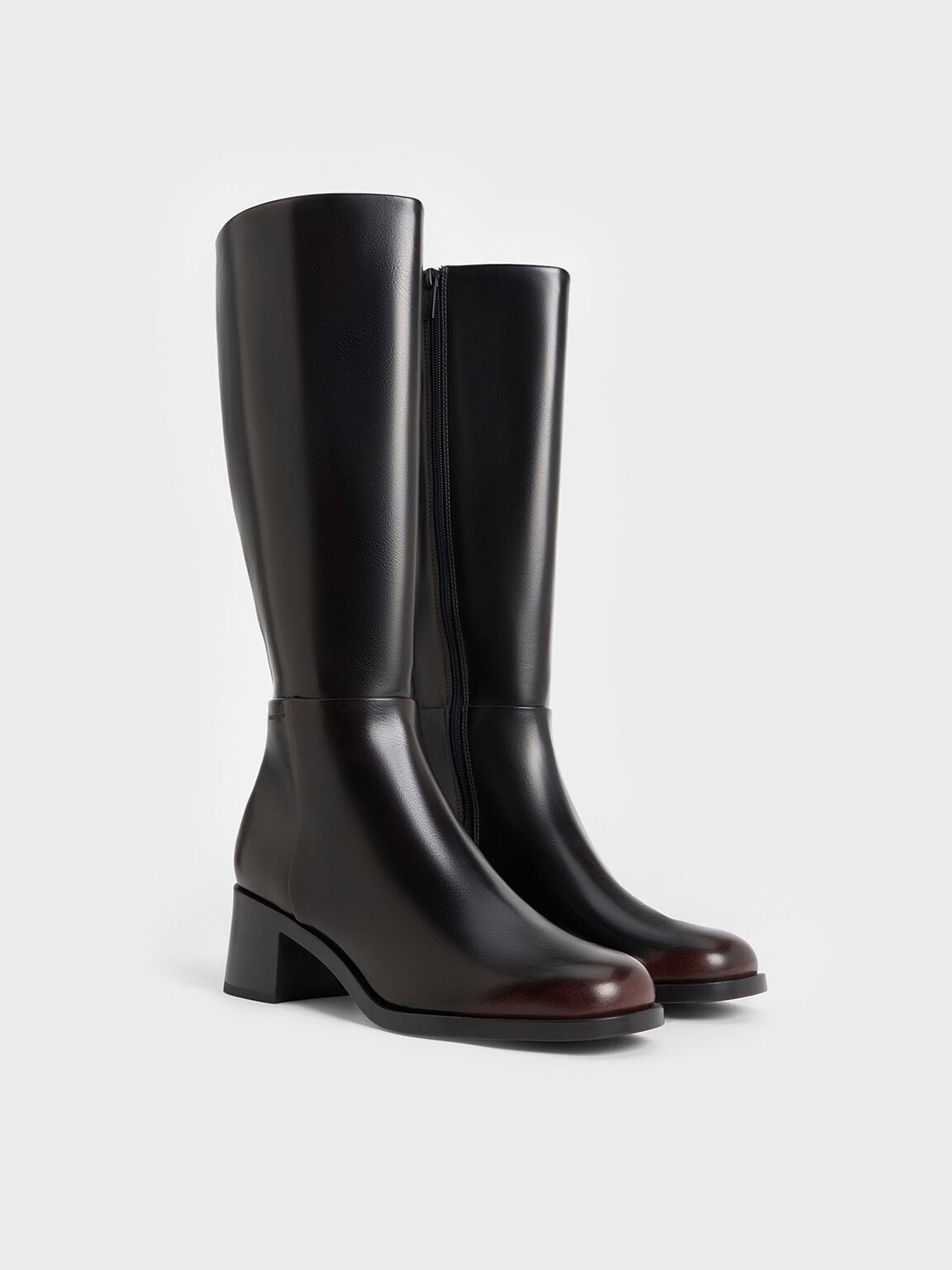 CHARLES & KEITH Best Price / Louise Block-Heel Knee-High Boots - Dark Brown