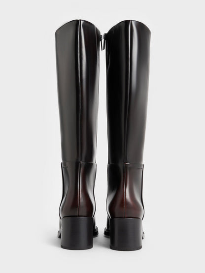 CHARLES & KEITH Best Price / Louise Block-Heel Knee-High Boots - Dark Brown