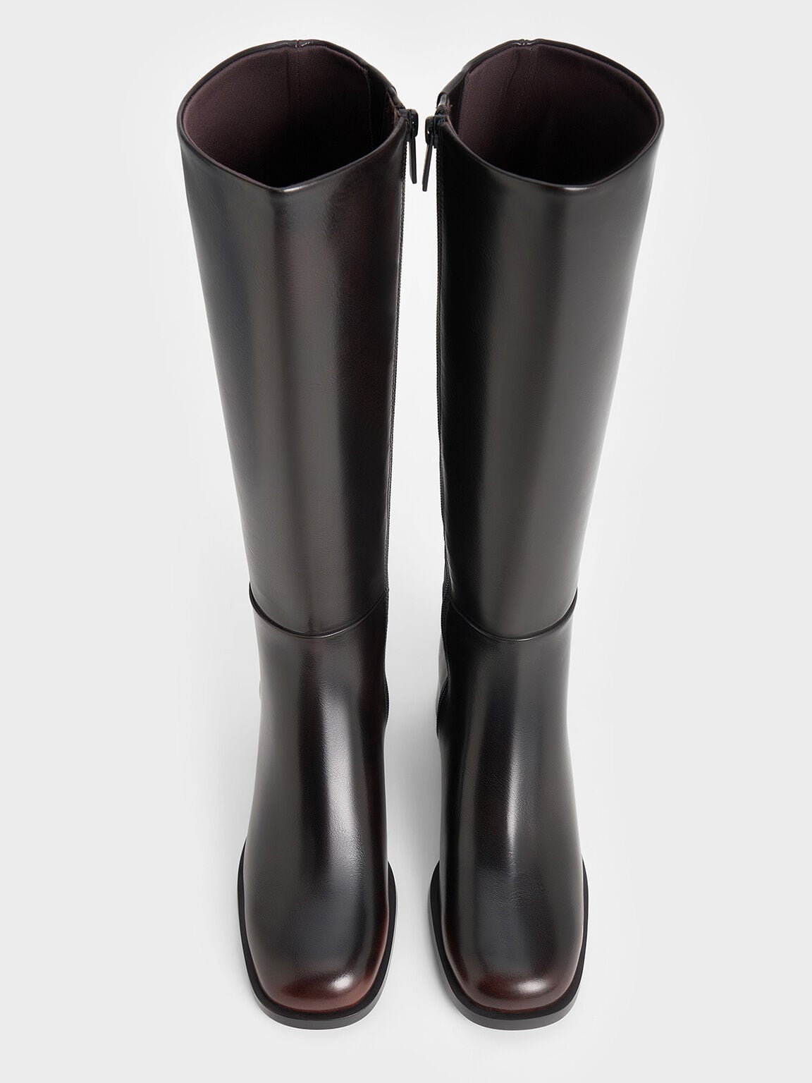 CHARLES & KEITH Best Price / Louise Block-Heel Knee-High Boots - Dark Brown
