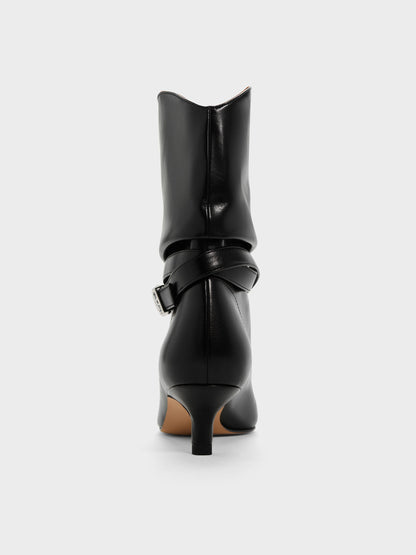 CHARLES & KEITH Trending / Karter Kitten-Heel Boots - Black