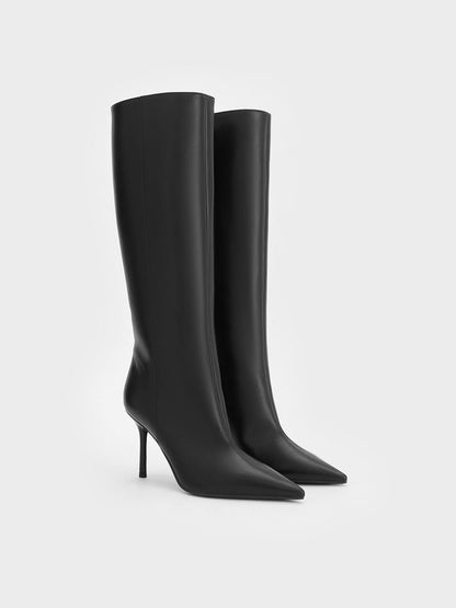 CHARLES & KEITH Customer Favorite / Pointed Stiletto Knee-High Boots - Black