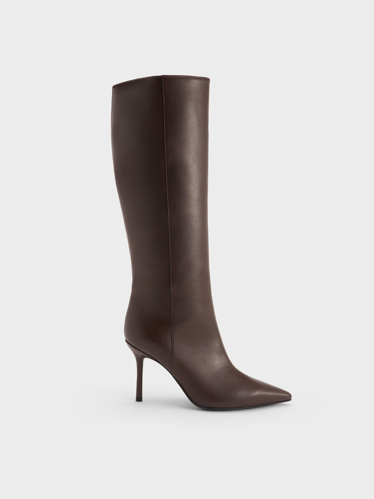 CHARLES & KEITH Top Pick / Pointed Stiletto Knee-High Boots - Dark Brown