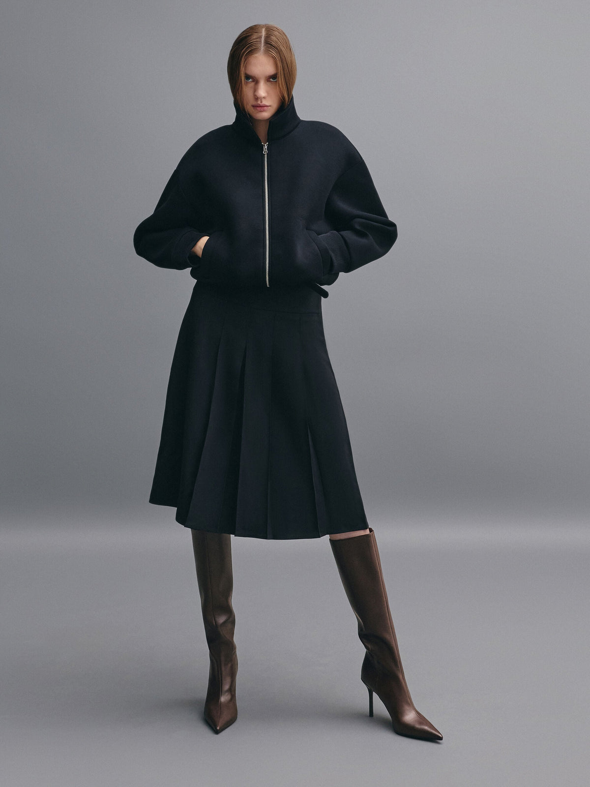 CHARLES & KEITH Top Pick / Pointed Stiletto Knee-High Boots - Dark Brown