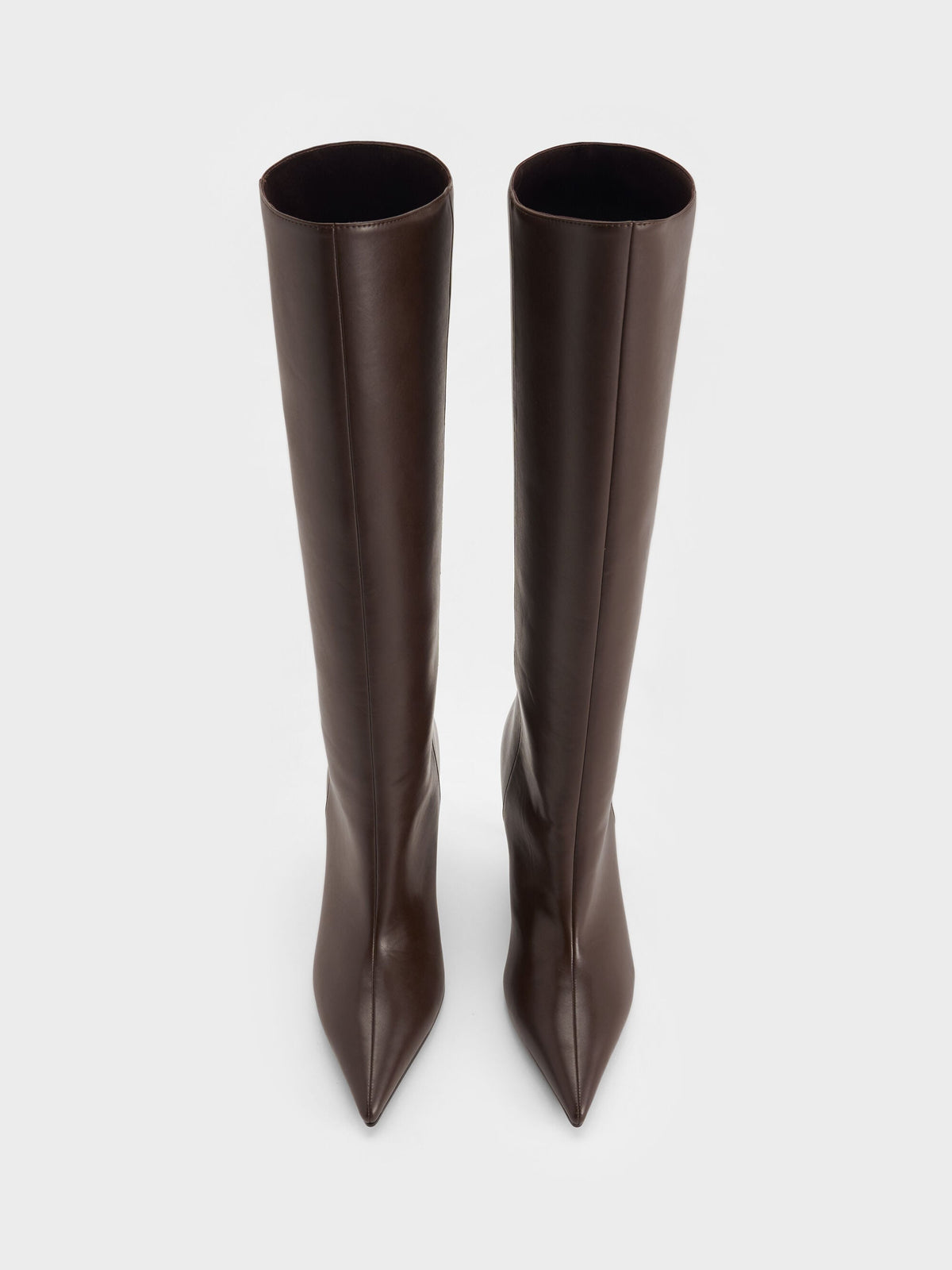 CHARLES & KEITH Top Pick / Pointed Stiletto Knee-High Boots - Dark Brown