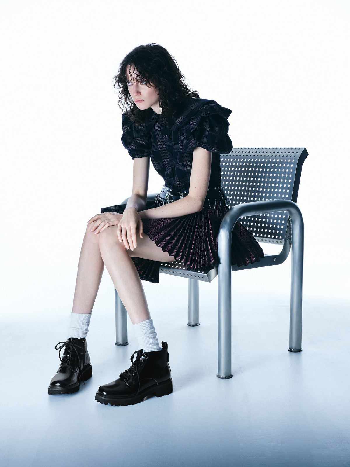 CHARLES & KEITH Latest / Ridged-Sole Side-Zip Combat Boots - Black Box