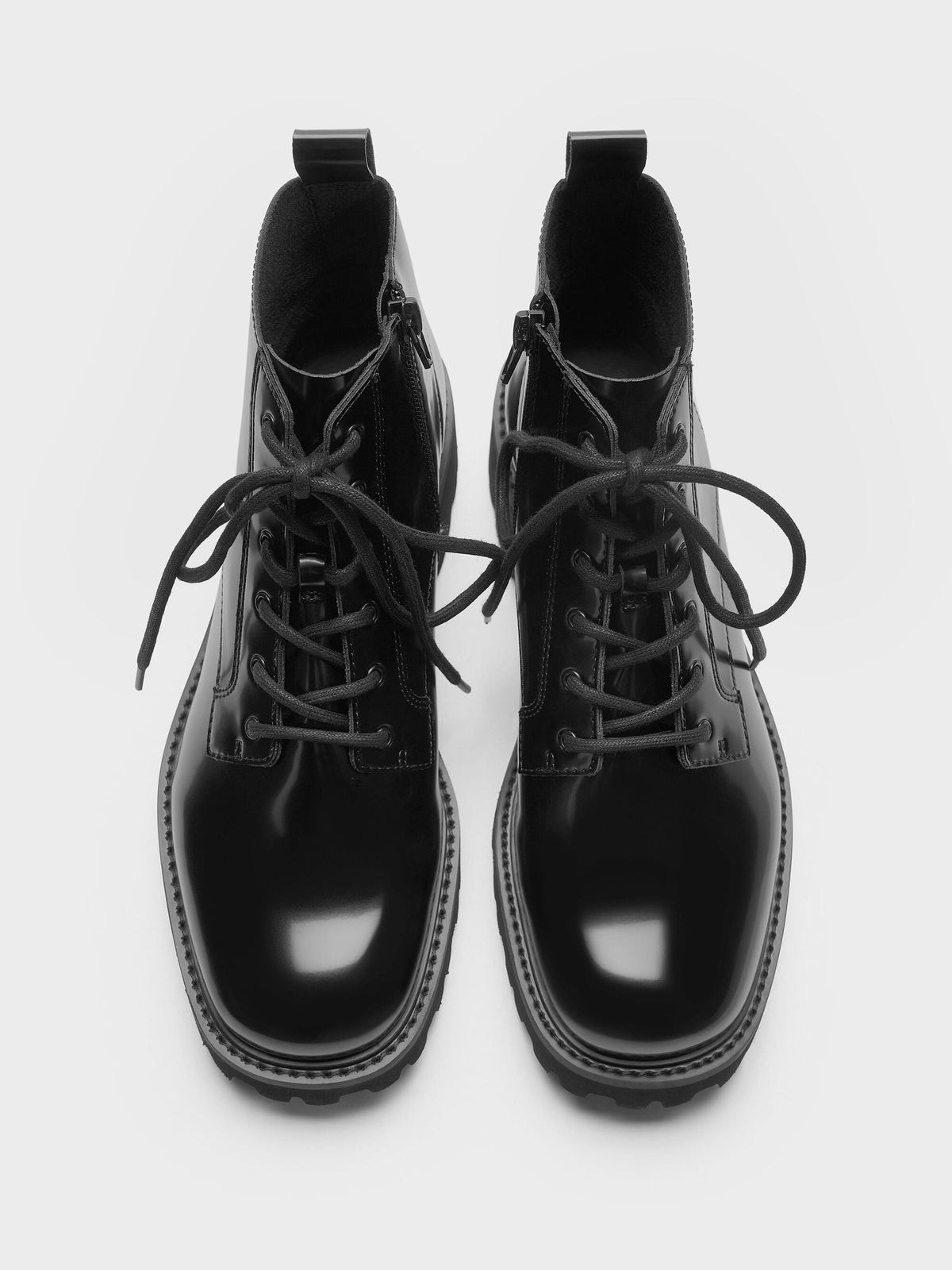 CHARLES & KEITH Latest / Ridged-Sole Side-Zip Combat Boots - Black Box