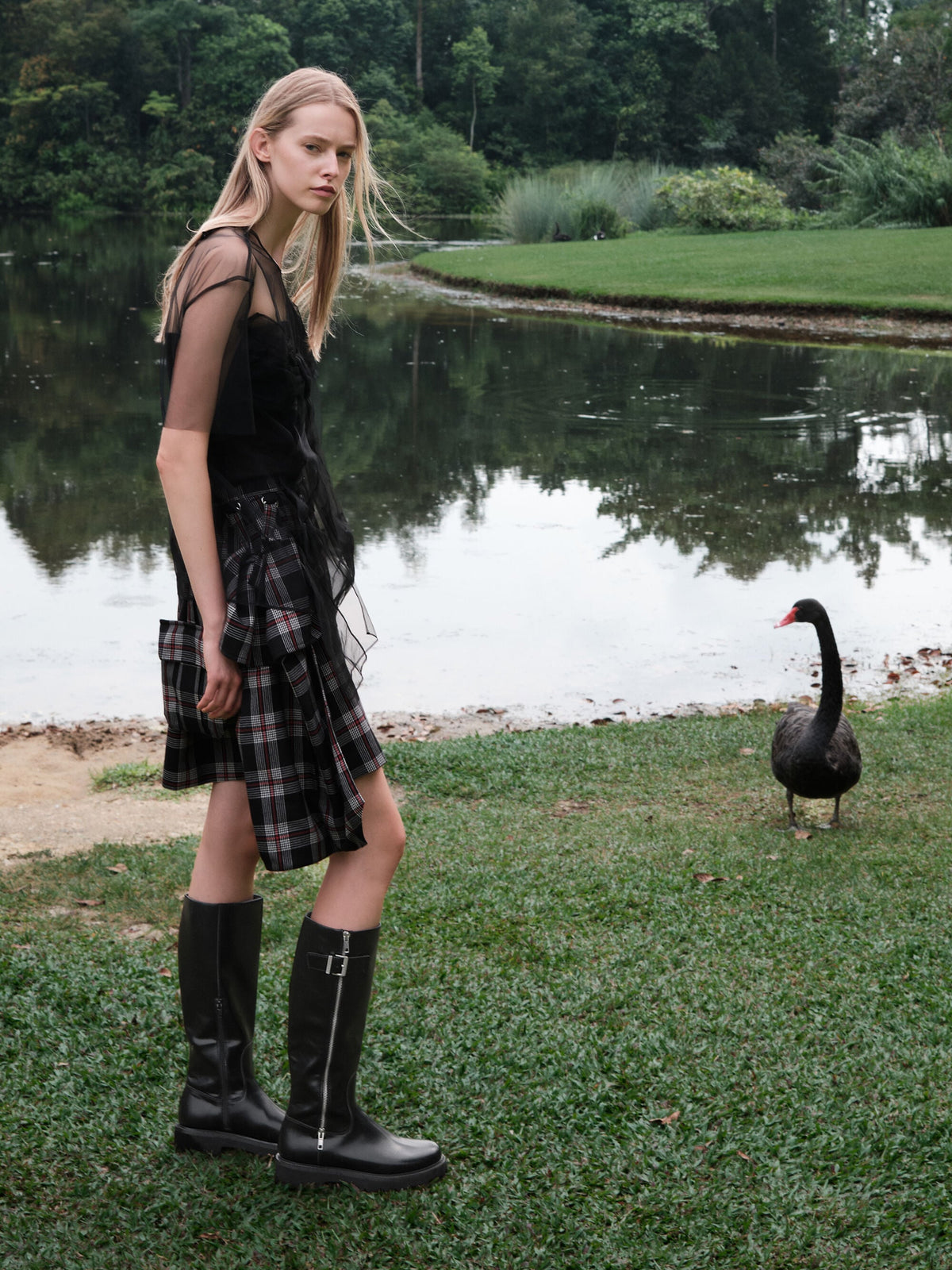CHARLES & KEITH Everyday / Lyndon Buckled Knee-High Boots - Black