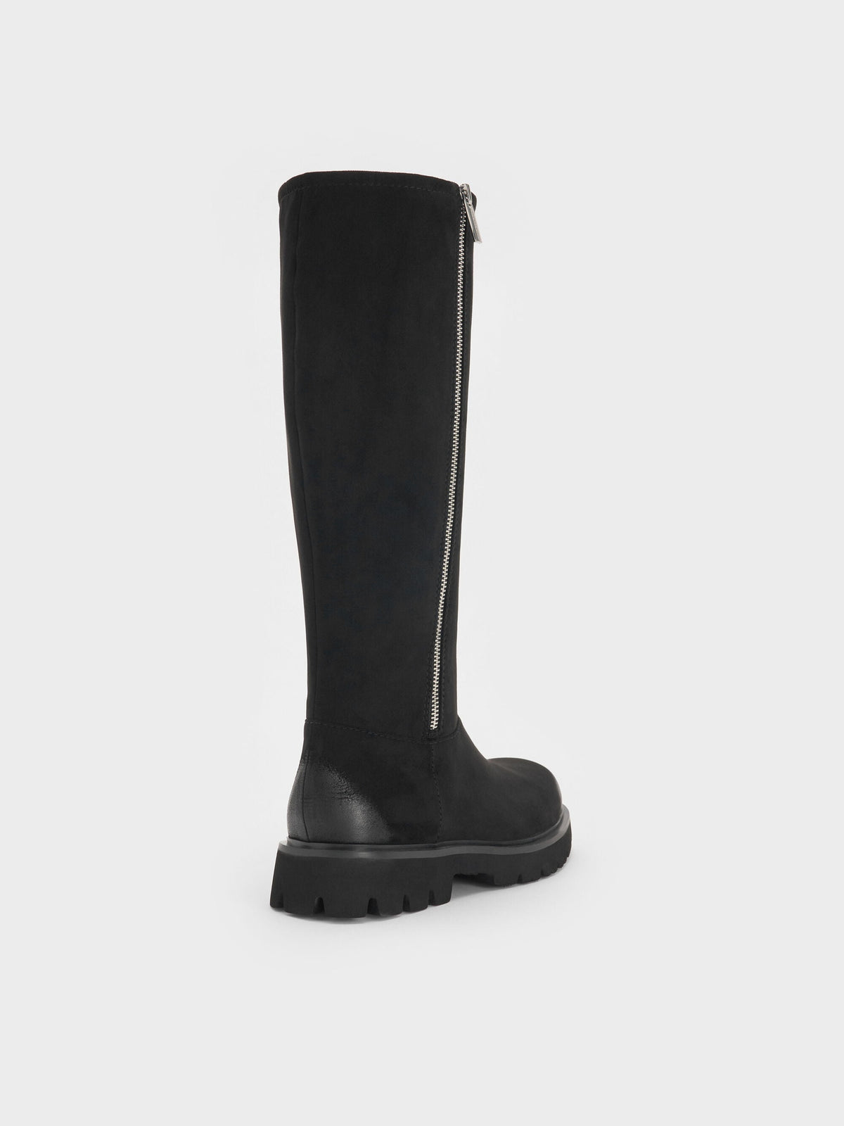 CHARLES & KEITH Top Pick / Rosamond Faux Suede Knee-High Boots - Black Textured