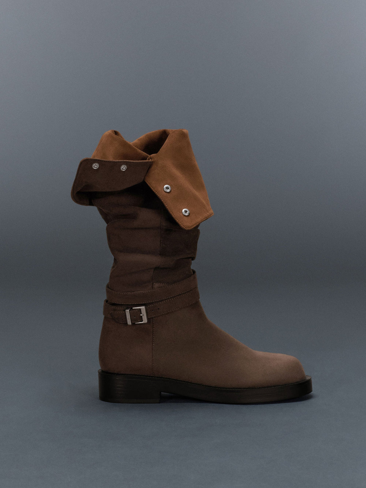 CHARLES & KEITH Trending / Eilis Faux Suede Thigh-High Boots - Dark Brown Textured