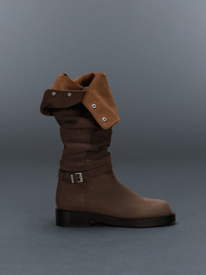 CHARLES & KEITH Trending / Eilis Faux Suede Thigh-High Boots - Dark Brown Textured