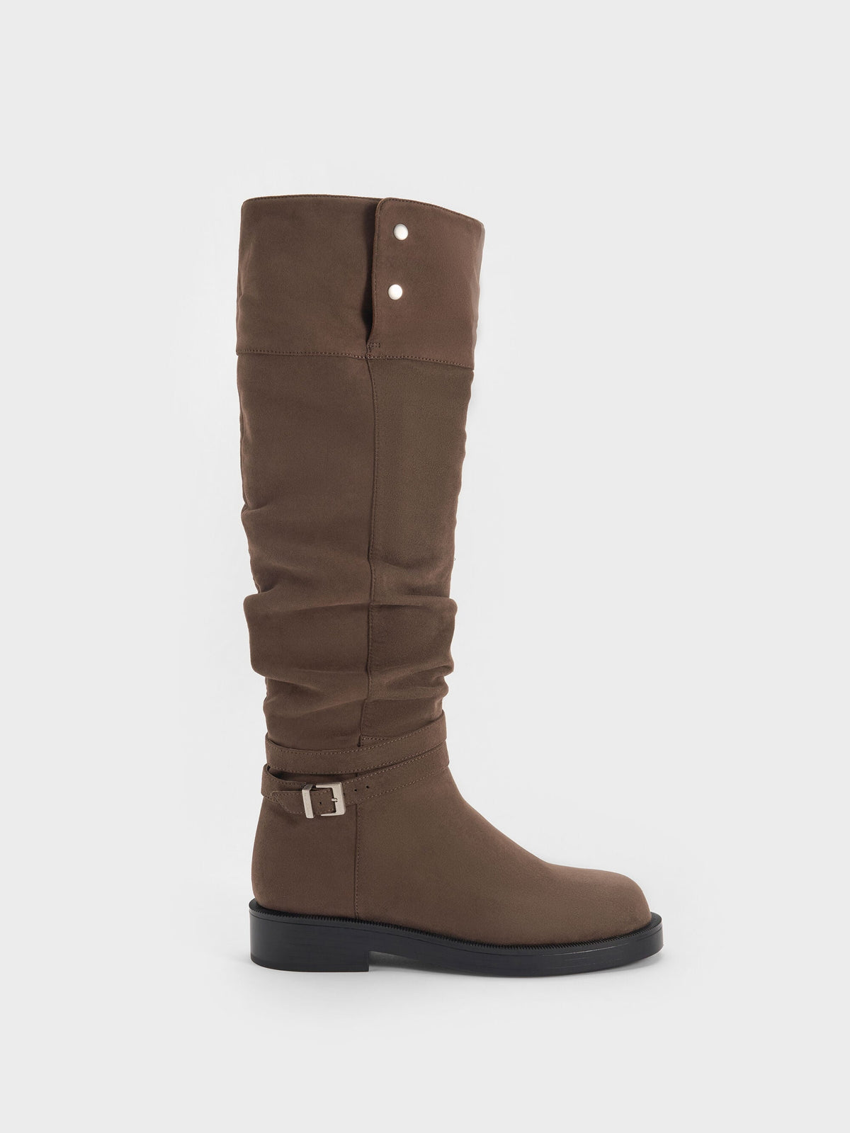 CHARLES & KEITH Trending / Eilis Faux Suede Thigh-High Boots - Dark Brown Textured