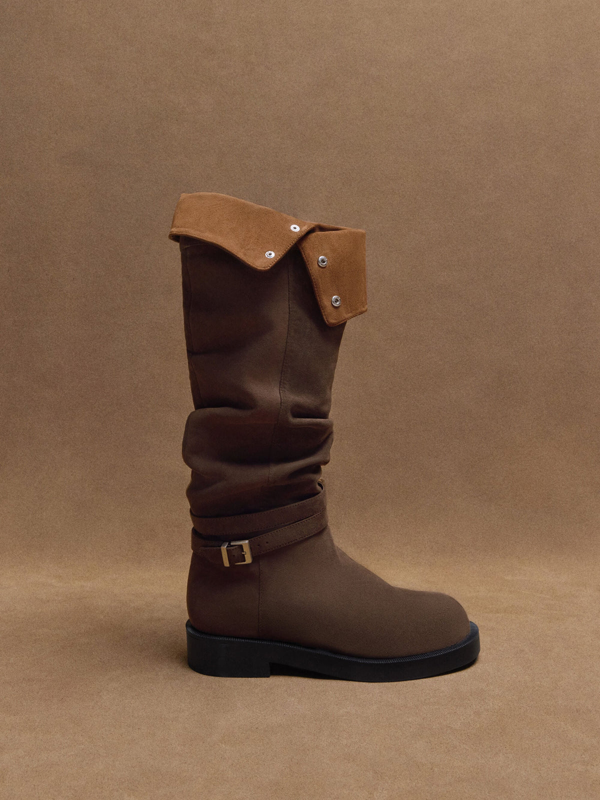 CHARLES & KEITH Trending / Eilis Faux Suede Thigh-High Boots - Dark Brown Textured