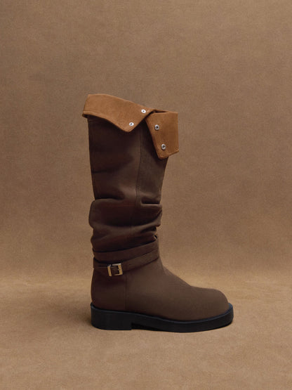 CHARLES & KEITH Trending / Eilis Faux Suede Thigh-High Boots - Dark Brown Textured