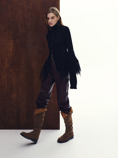 CHARLES & KEITH Trending / Eilis Faux Suede Thigh-High Boots - Dark Brown Textured