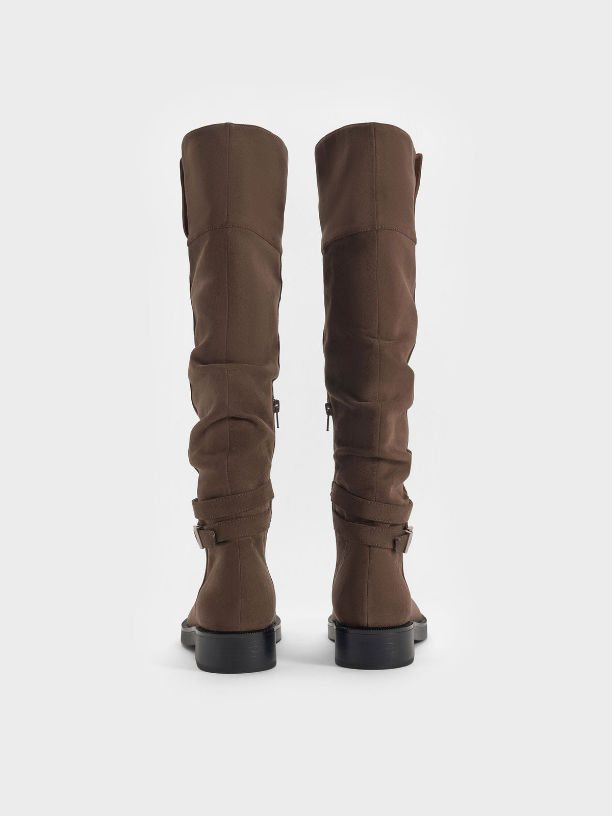 CHARLES & KEITH Trending / Eilis Faux Suede Thigh-High Boots - Dark Brown Textured