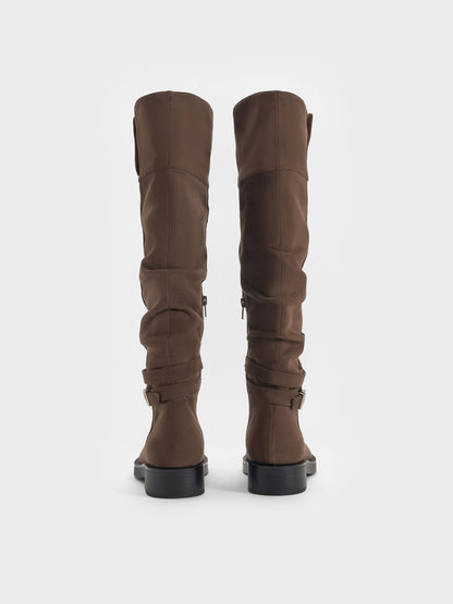 CHARLES & KEITH Trending / Eilis Faux Suede Thigh-High Boots - Dark Brown Textured