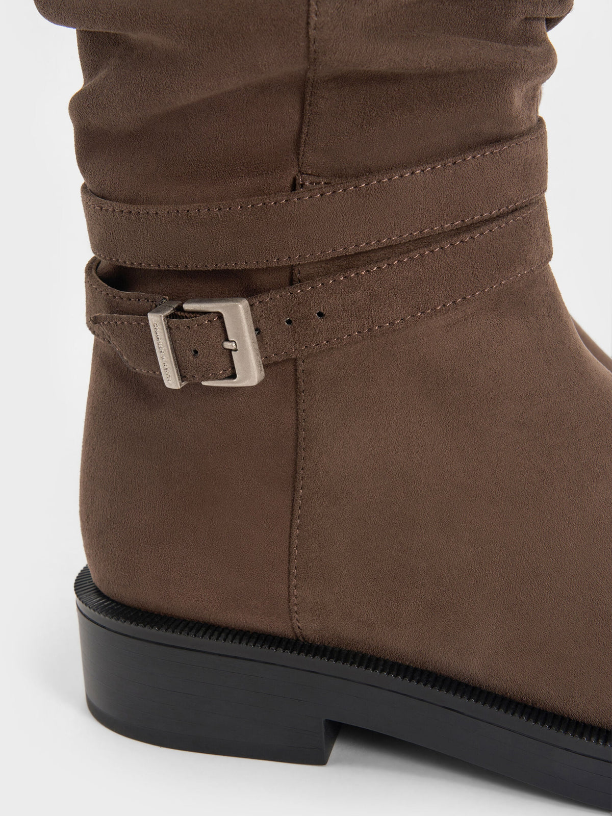 CHARLES & KEITH Trending / Eilis Faux Suede Thigh-High Boots - Dark Brown Textured