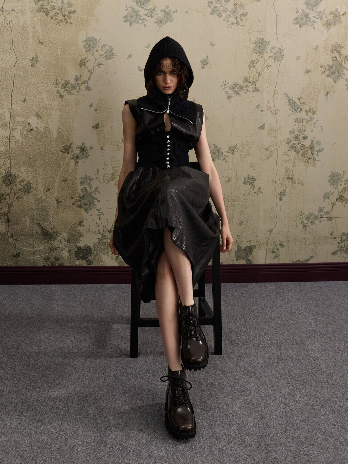 CHARLES & KEITH Sale / Ridged-Sole Side-Zip Combat Boots - Dark Brown